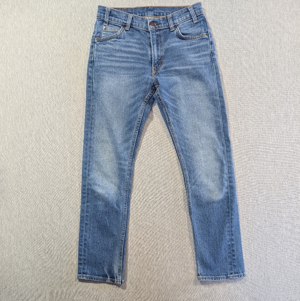 Levi's 505 Cropped Jeans Women's 26 Medium Wash Blue Orange Tag